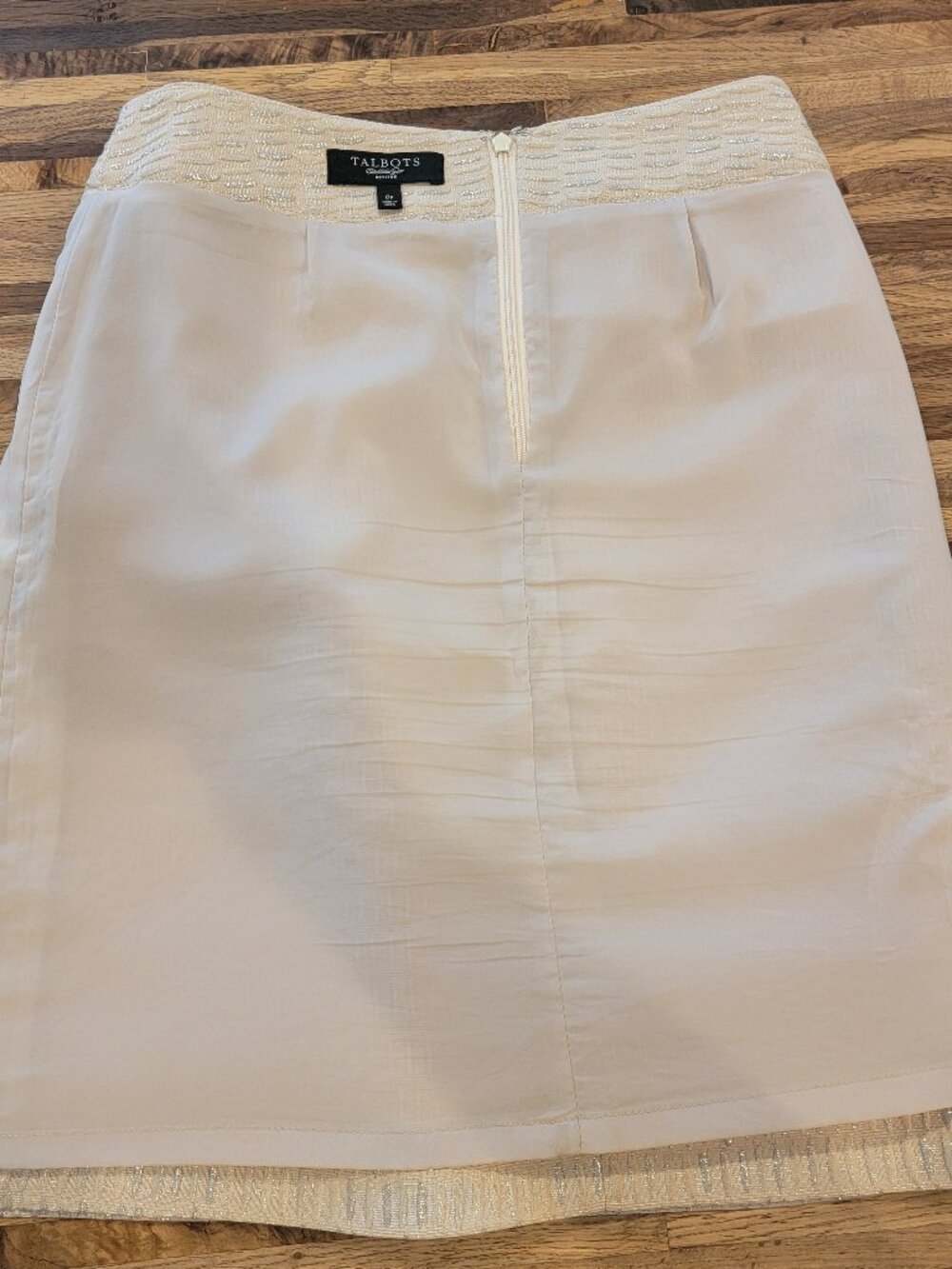 Talbots Petite Metallic Jacquard Skirt Cream/Gold - Picture 9 of 12